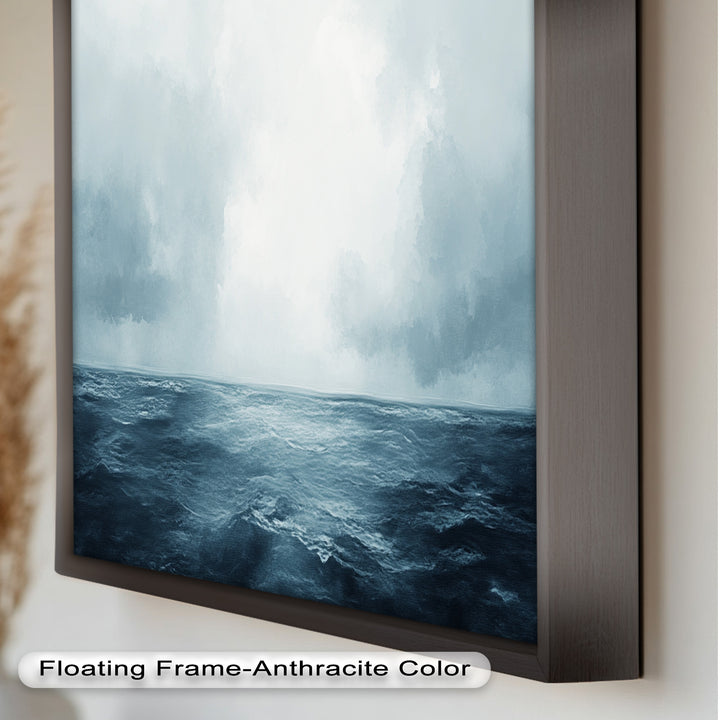 Ocean Horizon Calm – Minimalistisches blaues Meereslandschafts-Ölgemälde