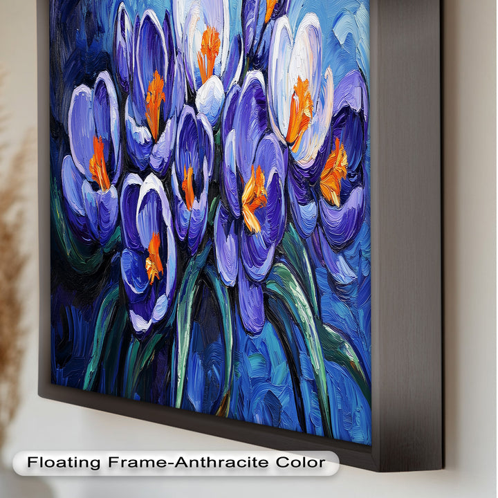 Crocus Flowers in Blue and Violet Hues - Flower Oil Painting