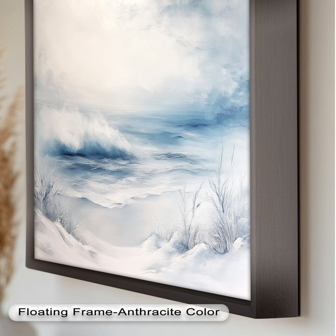 Coastal Wall Art - Snowy Beach Seascape Oil Painting