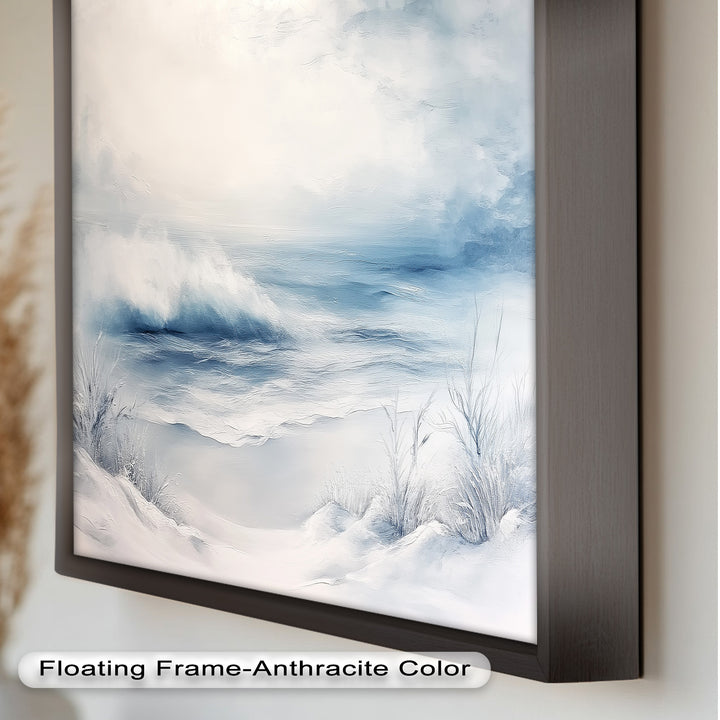Coastal Wall Art - Snowy Beach Seascape Oil Painting