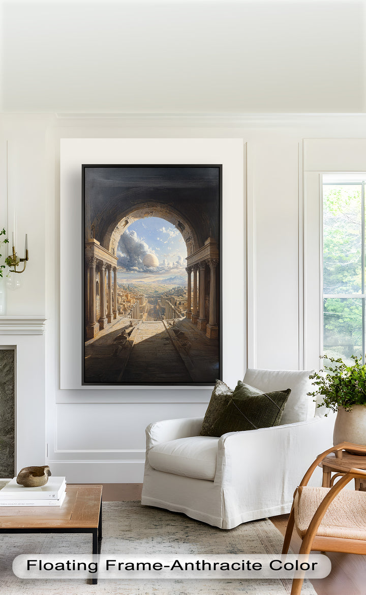 Celestial Archway over an Ancient Metropolis – Renaissance Oil Painting