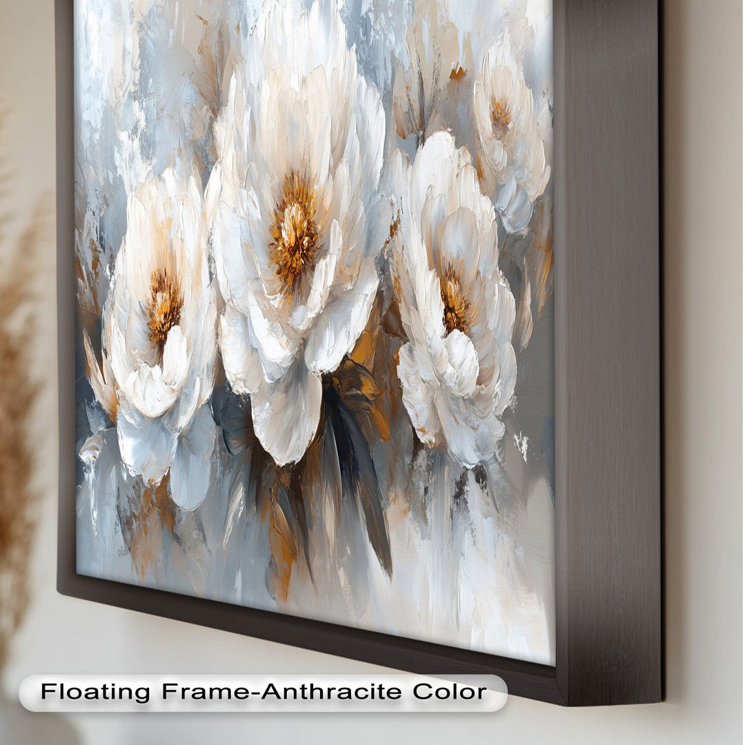 Ivory Garden Symphony – White Peony Bouquet Flower Oil Painting
