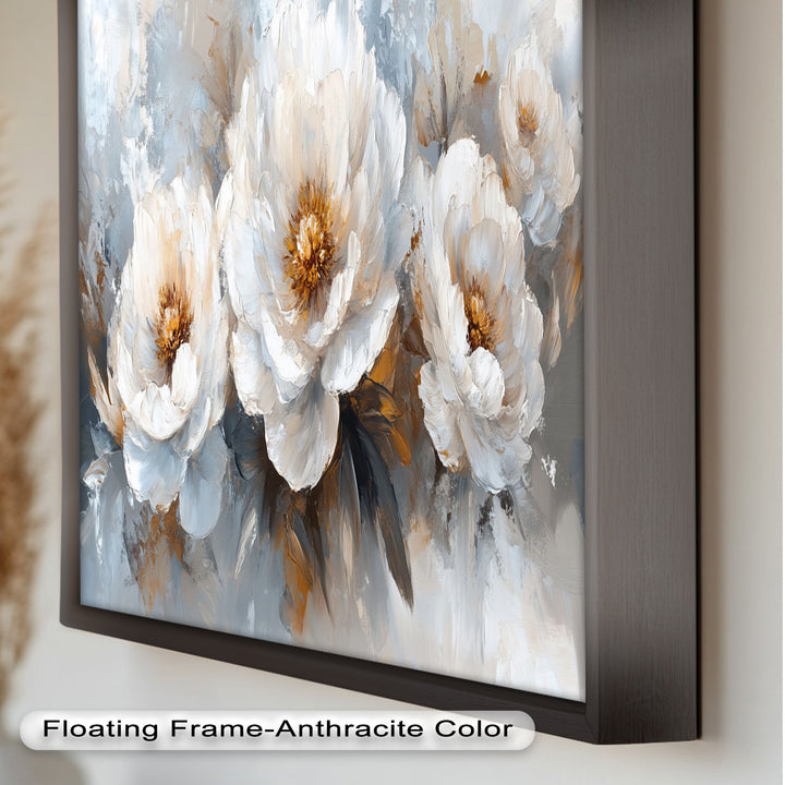 Ivory Garden Symphony – White Peony Bouquet Flower Oil Painting