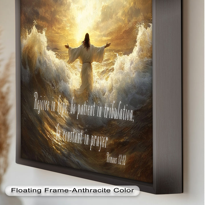 Romans 12:12 – Faith & Perseverance Bible Verse Oil Painting