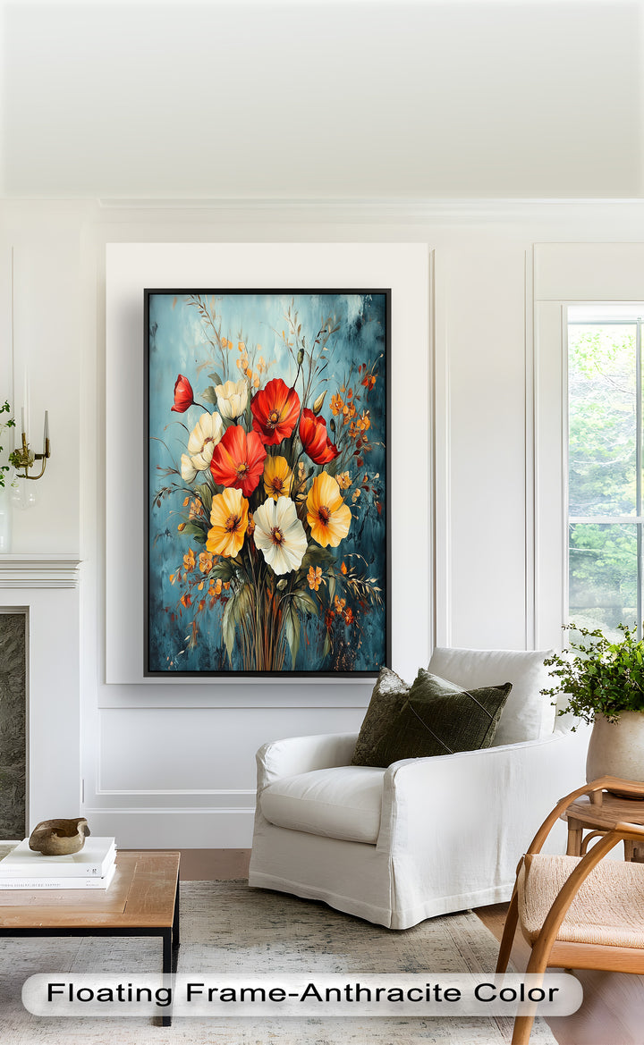 Vibrant Harmony – Multicolored Bloom Bouquet Flower Oil Painting