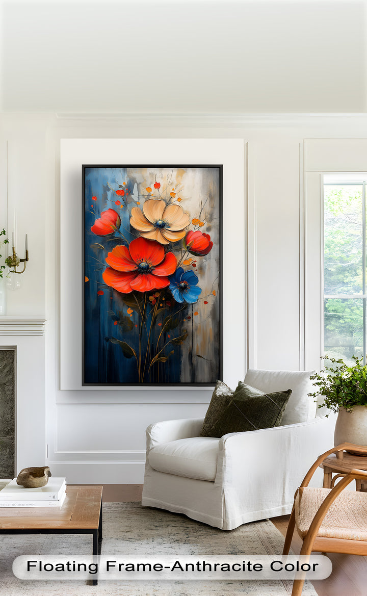 Colorburst Petals – Bold Poppy Bouquet Flower Oil Painting