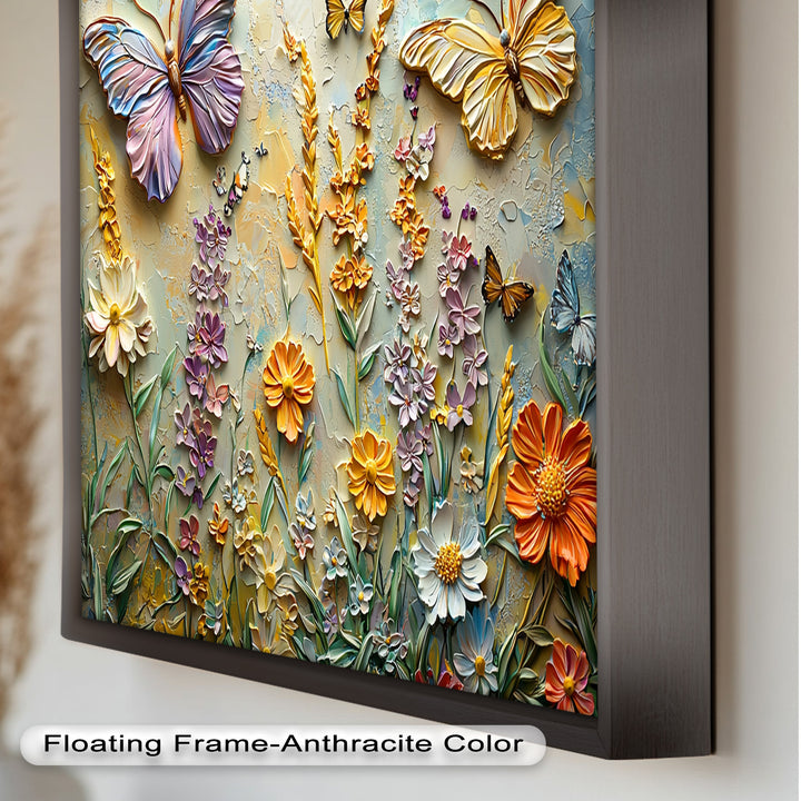 Abstract Floral Butterflies – Modern Oil Painting