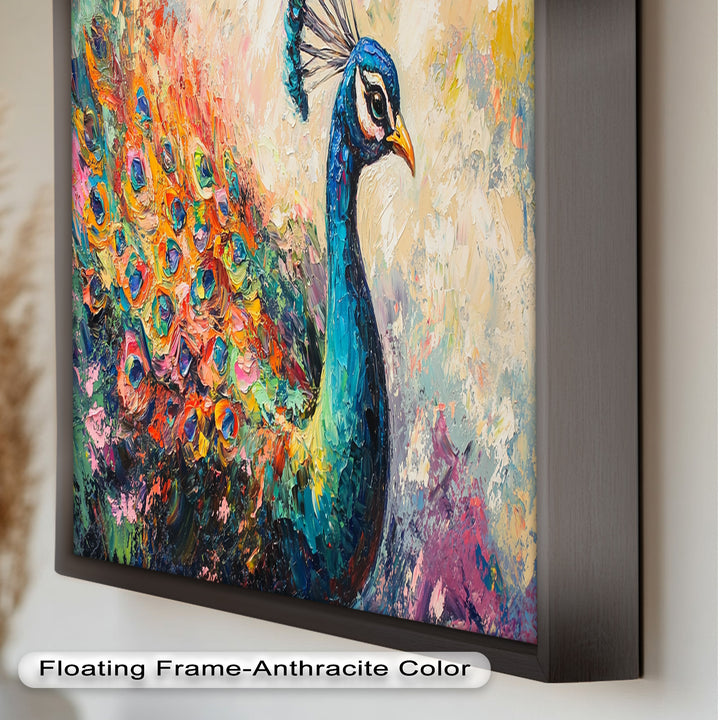 Peacock in Blooming Hues - Animal Oil Painting