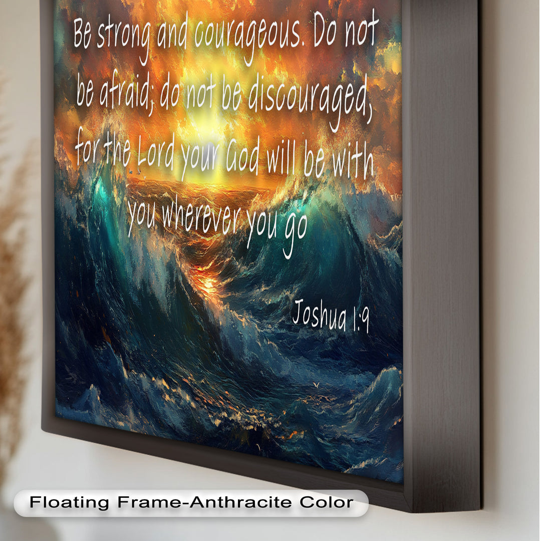 Joshua 1:9 – Courage & Strength Bible Verse Oil Painting