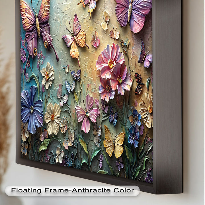 Butterflies Abstract Floral – Colorful Nature-Themed Oil Painting