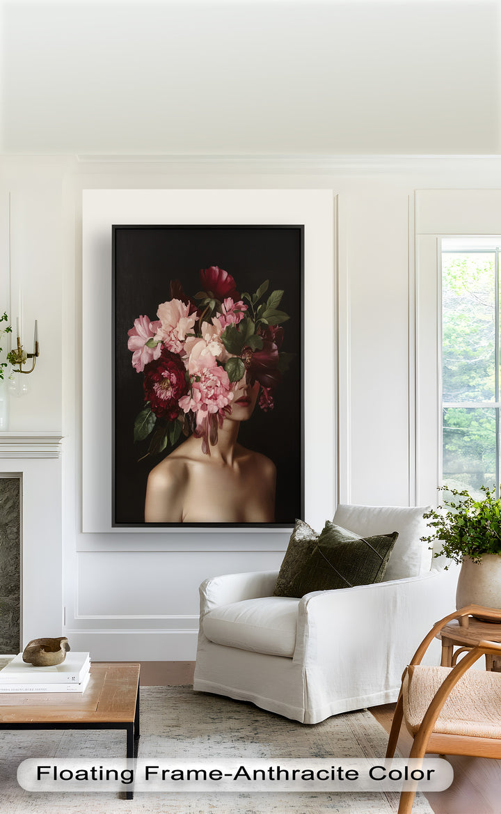 Blossom Veil – Romantic Floral Portrait Oil Painting