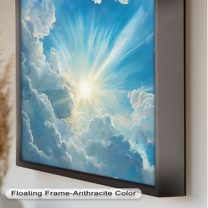 Heavenly Clouds and Radiant Sun – Luminous Sky Oil Painting