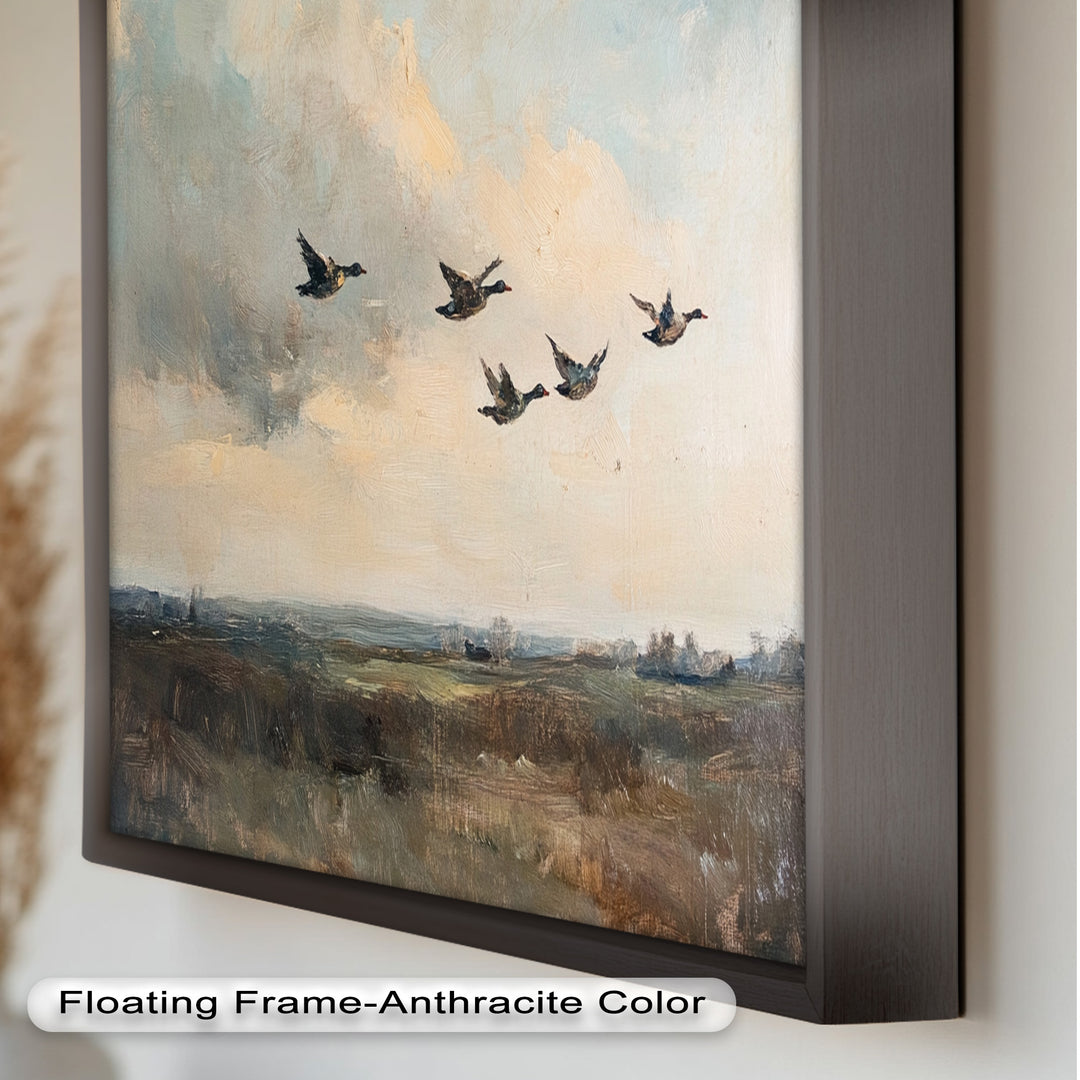 Flight Over the Marshlands – Ducks in Motion Oil Painting