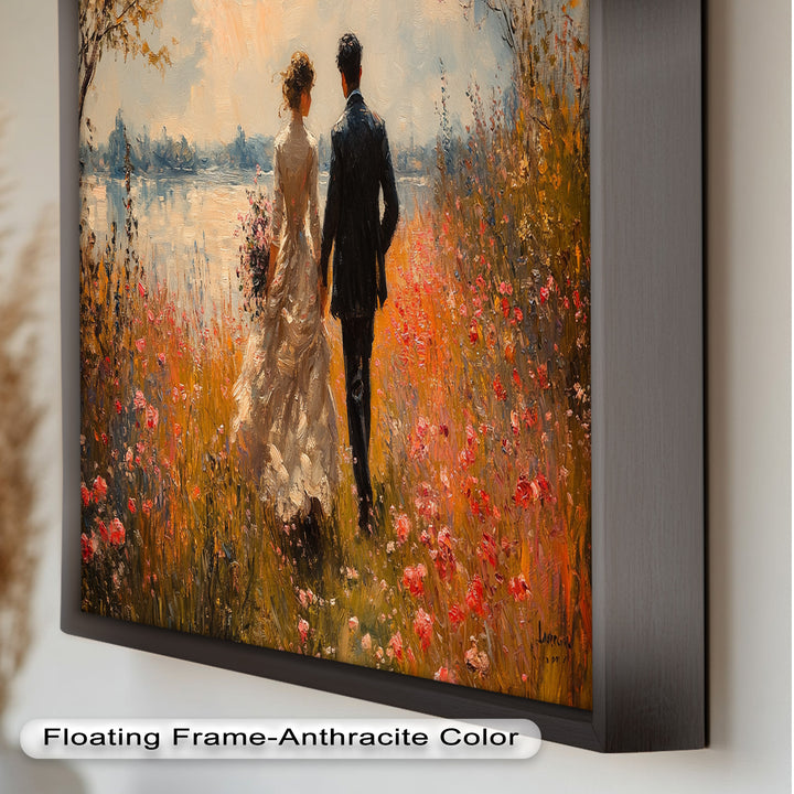 A Walk to Remember – Impressionist Couple in Blooming Field Oil Painting