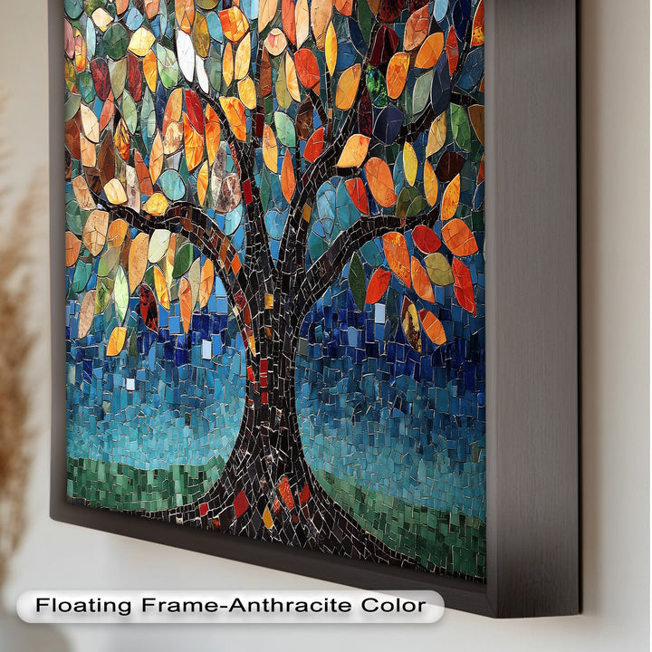 Mosaikbaum-Strahlung – Buntglas-Ölgemälde