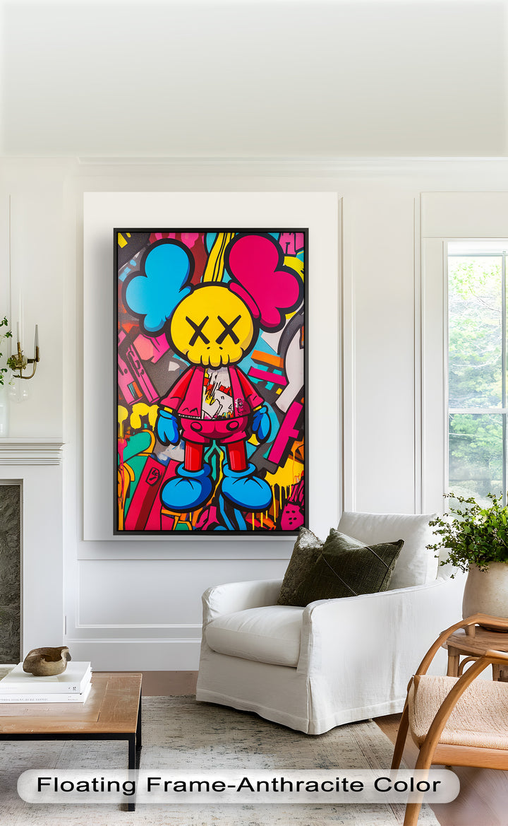 Neon Rebellion – KAWS Graffiti Ölgemälde