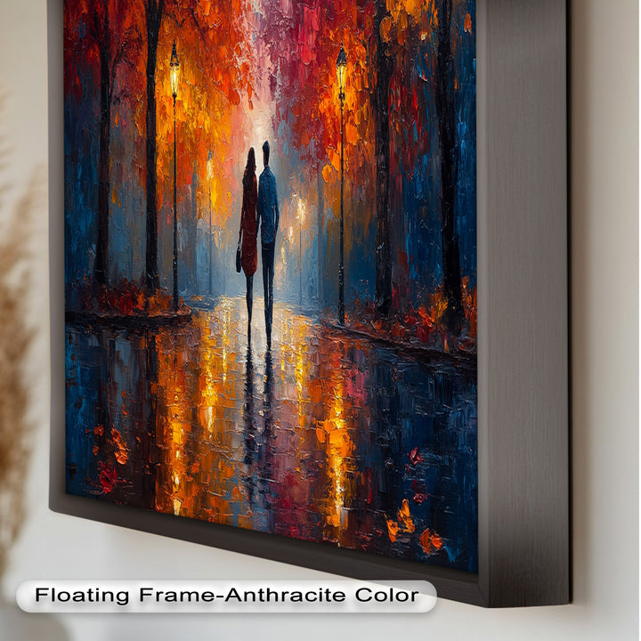 Romantic Walk Under Fiery Trees - Love Oil Painting