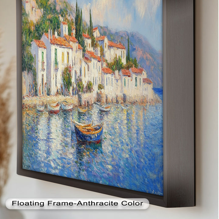 Sunlit Mediterranean Village – Coastal Impressionist Oil Painting