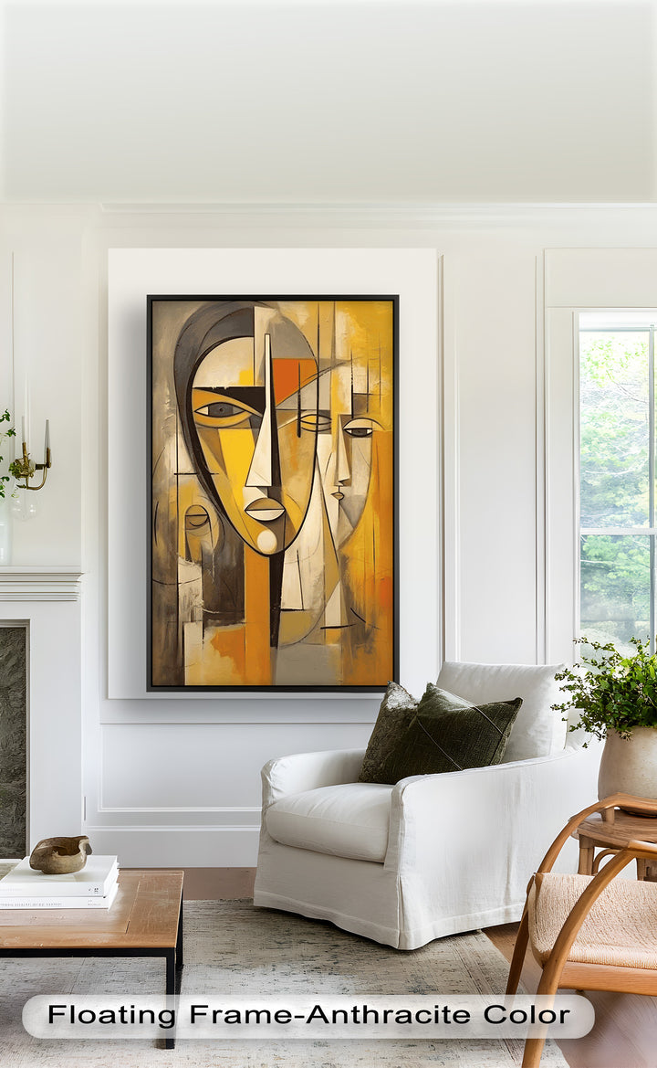 Amber Contours – Abstract Portrait Series in Picasso Oil Painting