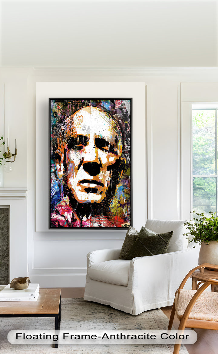 Abstract Urban Face Portrait Wall Art – Pop Art Oil Painting
