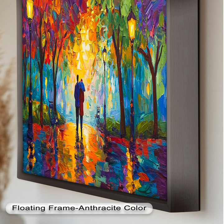 Autumn Radiance – Lovers Under the Colorful Canopy Love Oil Painting