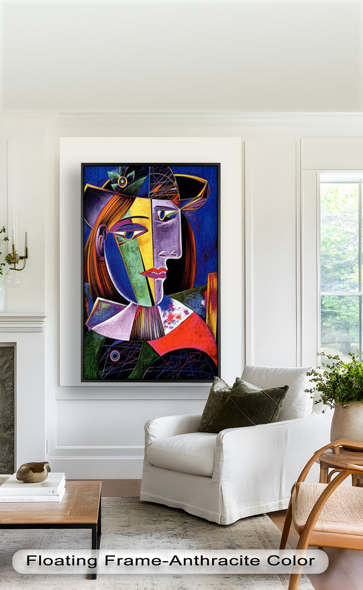 Vibrant Woman with a Flower Hat – Picasso Oil Painting