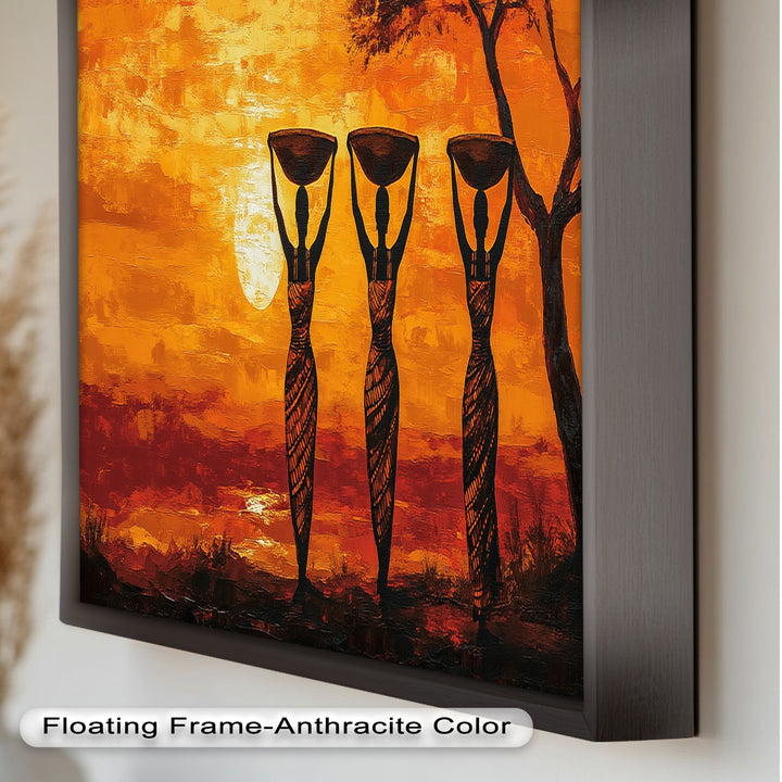 Afrikanische Frauenkunst – Stammes-Silhouette Wanddekoration Ölgemälde