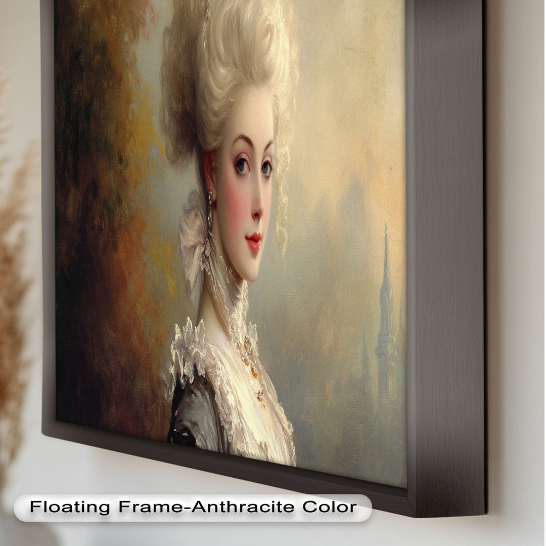 Rococo Grace Oil Painting – Portrait of a Noblewoman in Ivory Lace
