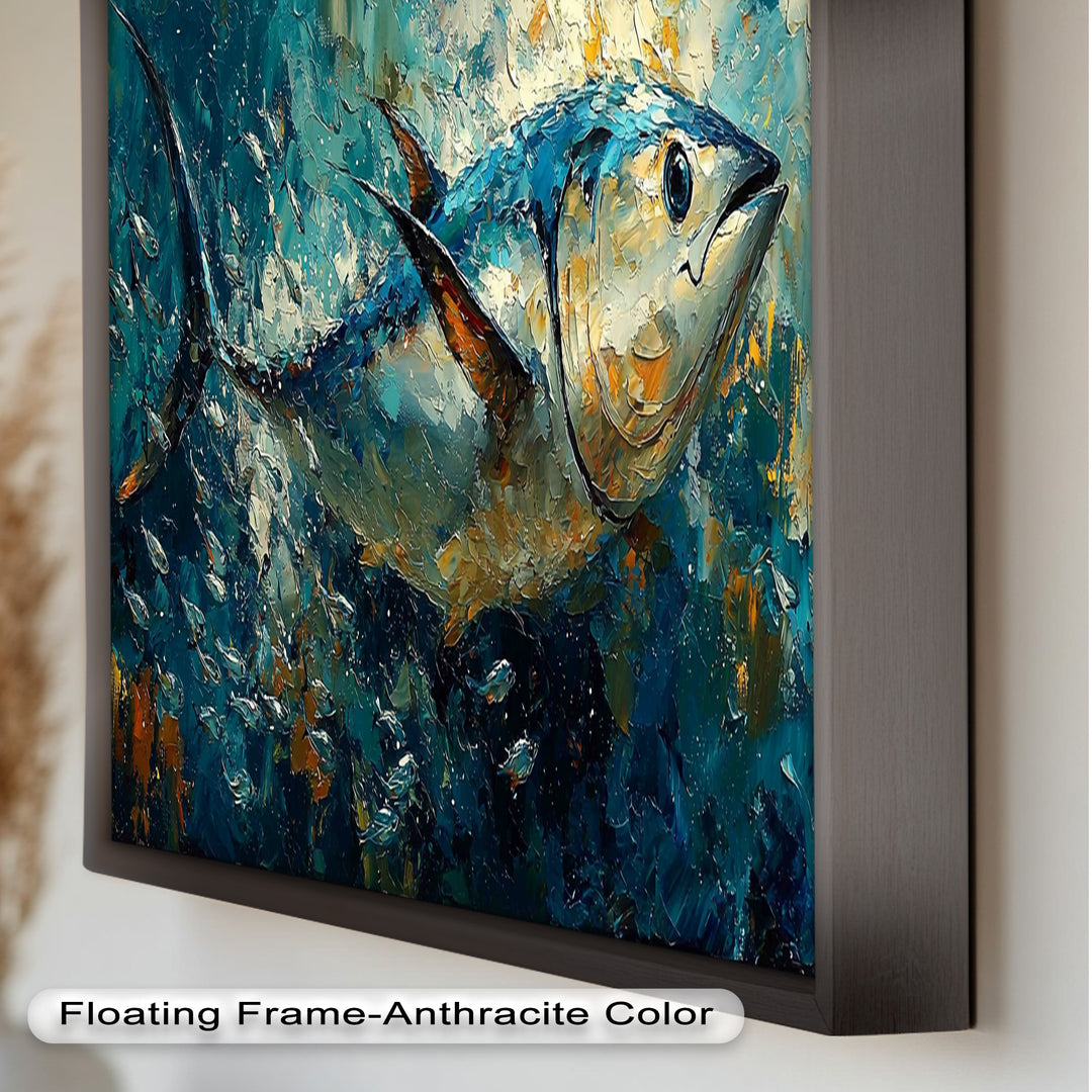 Bluefin Tuna in Ocean Current – Animal Oil Painting