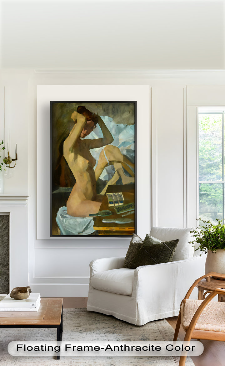 Muted Reverie – Figurative Nude Oil Painting in Earth Tones