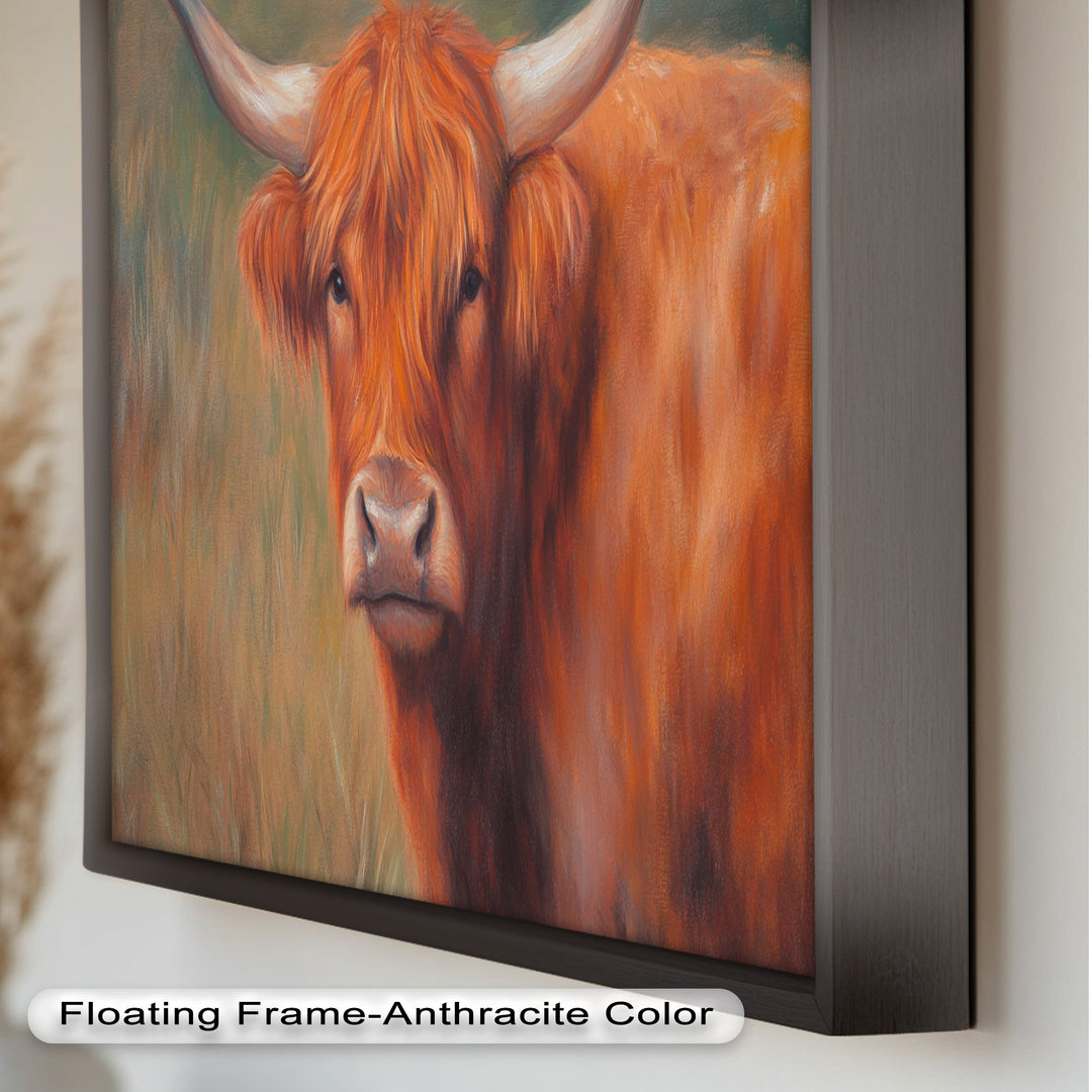 Highland Cow Oil Painting – Warm Animal Wall Art