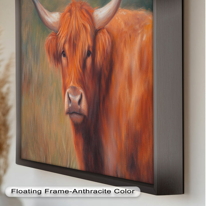 Highland Cow Oil Painting – Warm Animal Wall Art
