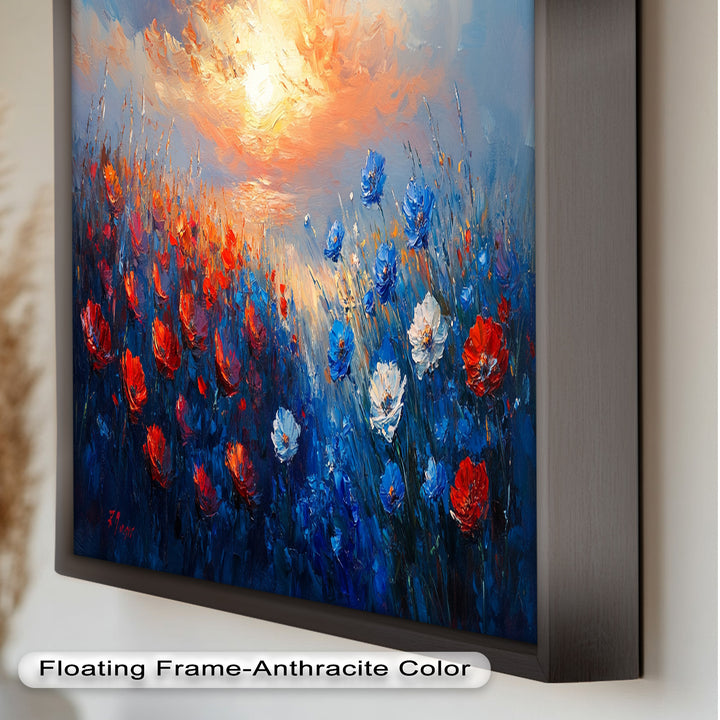 Wildflower Sunset Symphony – Colorful Horizon Flower Oil Painting