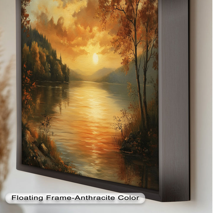 Golden Lake Sunset – Herbstreflexion Hudson River Ölgemälde