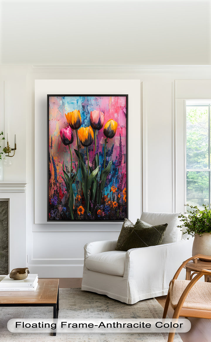 Colorful Tulip Garden - Flower Oil Painting