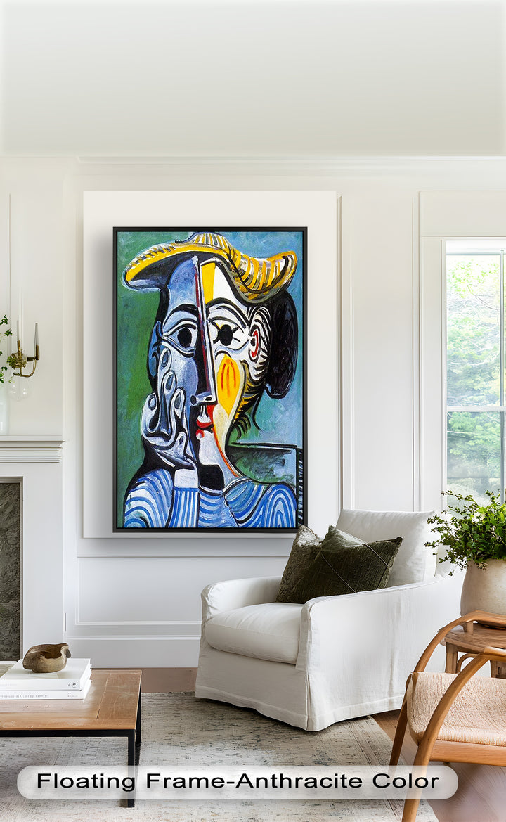 Striped Elegance – Picasso Cubist Portrait Oil Painting