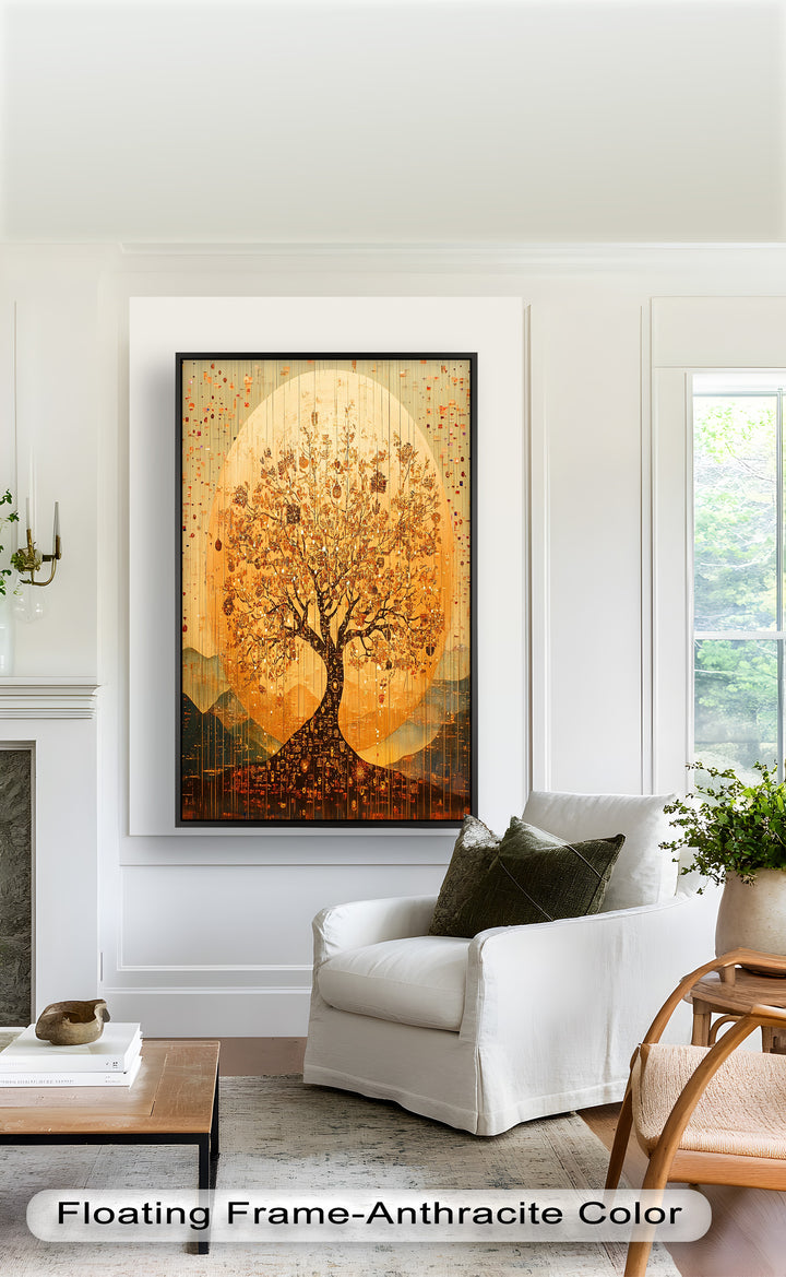 Tree of Light – Radiant Abstract Golden Tree Oil Painting