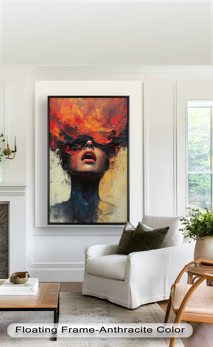 Inferno Within – Fiery Emotional Expression Abstract Oil Painting