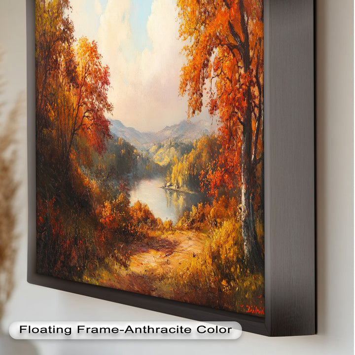 Golden Horizon – Ölgemälde mit herbstlichem Flussblick