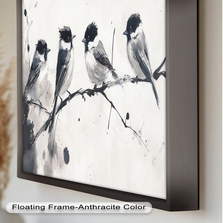 Monochromes Quartett – Vogel-Ölgemälde