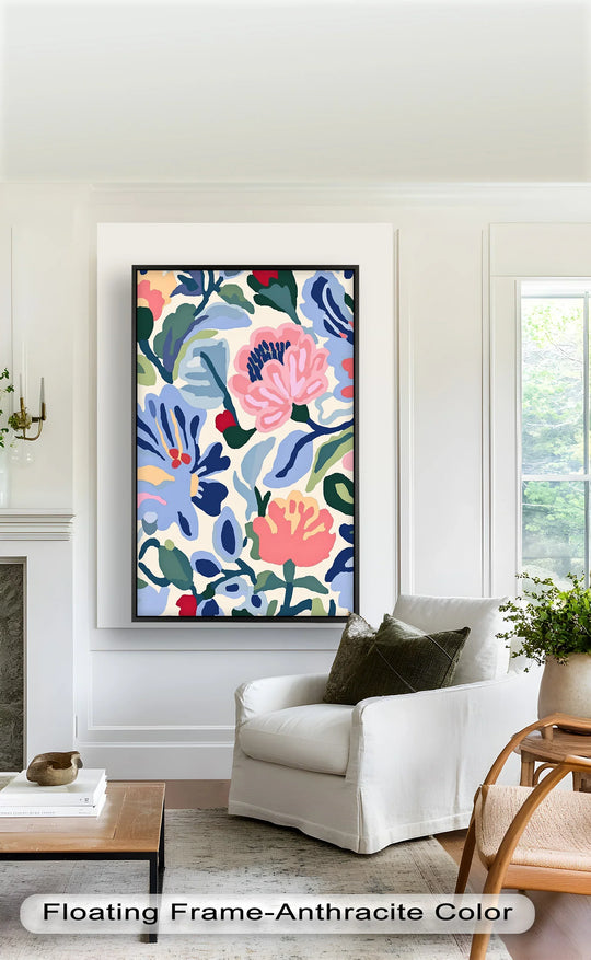 Bold Garden Whimsy – Vibrant Boho Floral Oil Painting - MyPhotoStation