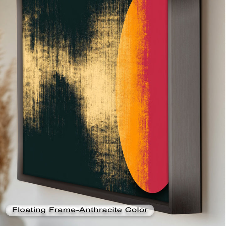 Rot &amp; Orange Eclipse Art – Minimalistisches Ölgemälde