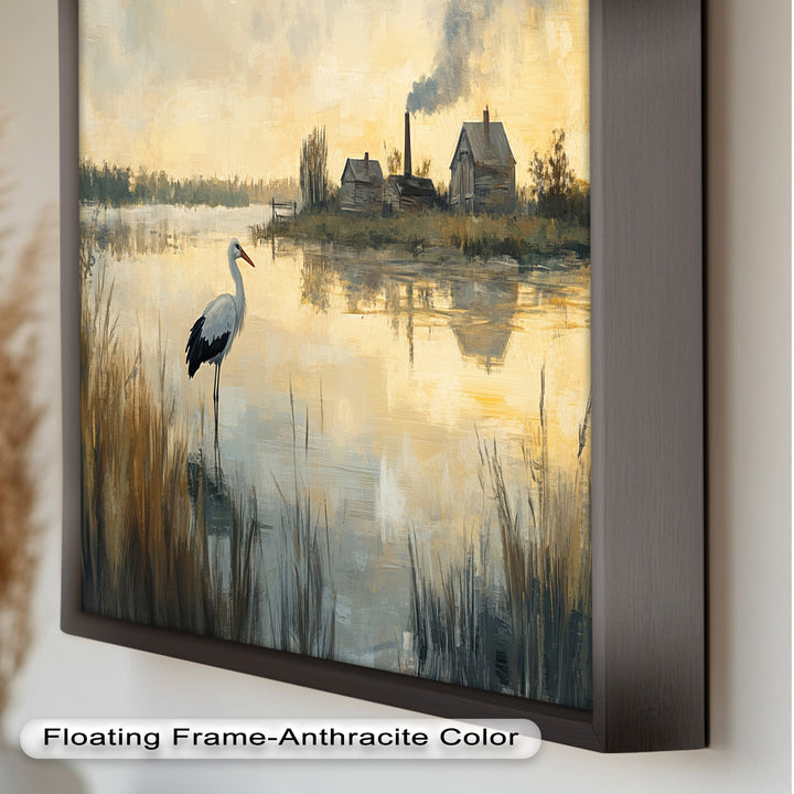 Stork at Dusk – Animal Oil Painting