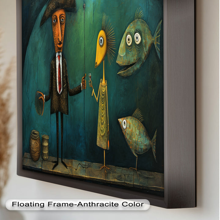 Moonlight Toast – Whimsical Surrealist Underwater Picasso Oil Painting