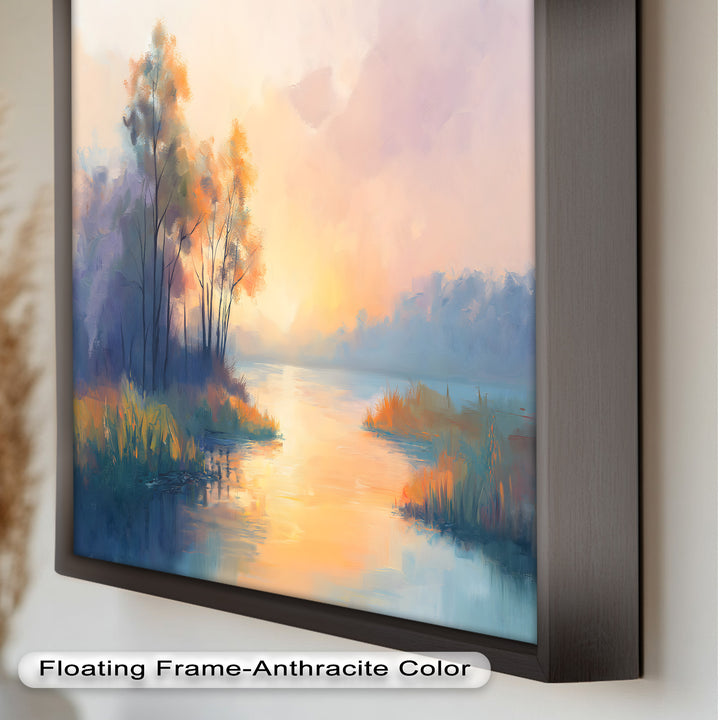 Sunrise on a Cold Morning – Framed Landscape Oil Painting