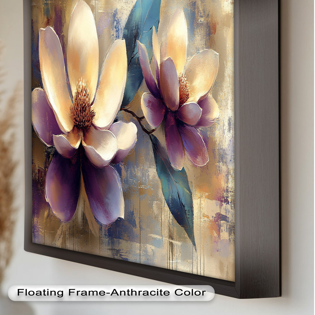 Golden Magnolia Blossoms – Modern Floral Oil Painting