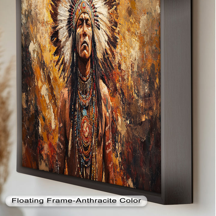 Sacred Flame – Tribal Warrior Portrait Oil Painting