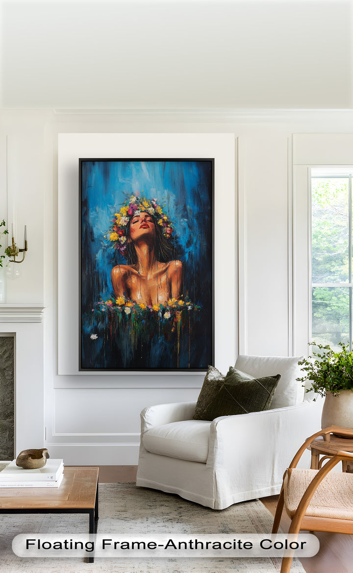 Floral Reverie – Ethereal Woman with Flower Crown Oil Painting