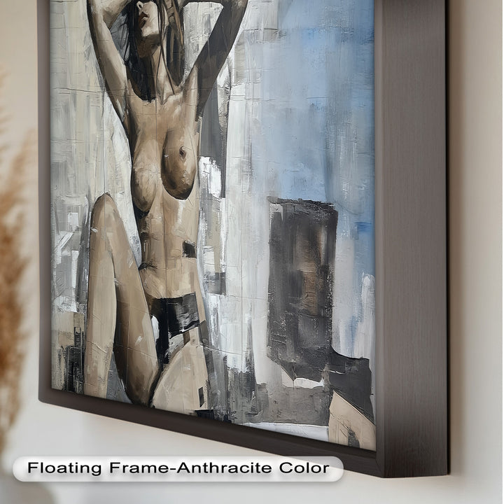 Urban Solitude – Contemporary Nude Oil Painting in Monochrome Hues