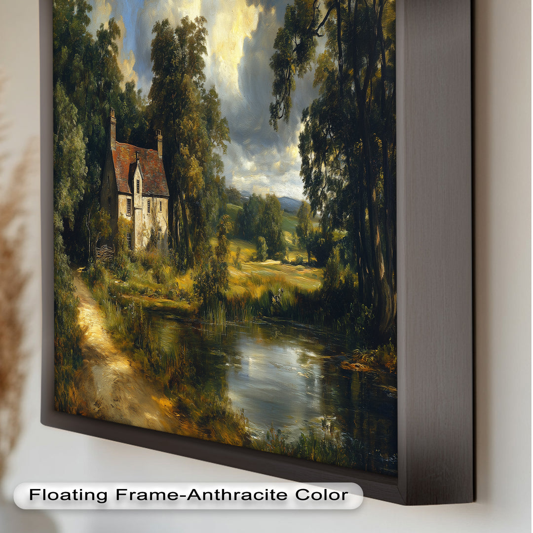 Rustic English Cottage – Charming Countryside Oil Painting